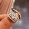 Handmade 1.5 CT Marquise Cut Ring Set With 4 Brilliant Bands