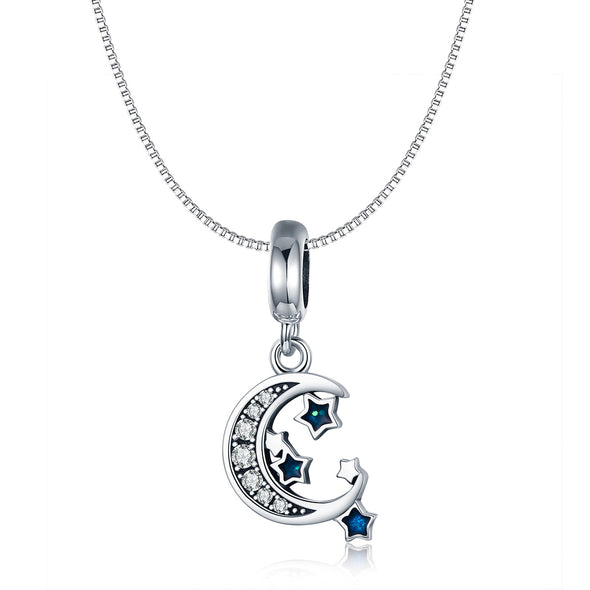 Star and Moon 925 Sterling Silver Dangle Charm