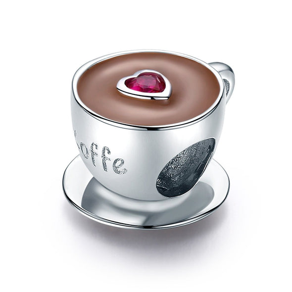 A Cup of Coffee 925 Sterling Silver Bead Charm - jolics