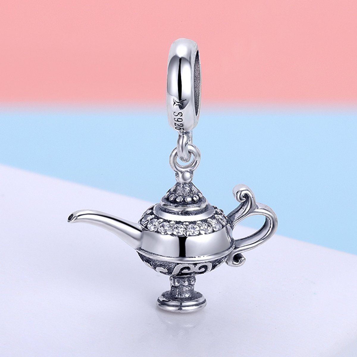 Aladdin's Lamp 925 Sterling Silver Dangle Charm - jolics