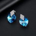 Aquamarine Blue Heart Cut Earrings - jolics