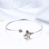 Bees 925 Sterling Silver Open Bangle - jolics