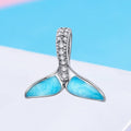 Blue Fish Tail 925 Sterling Silver Dangle Charm - jolics