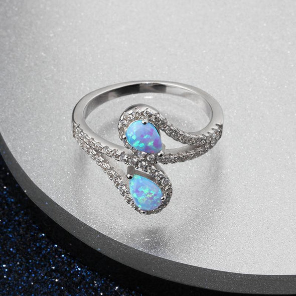 Blue Pear Silver Opal Ring - jolics