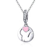 Cat with Heart 925 Sterling Silver Dangle Charm - jolics