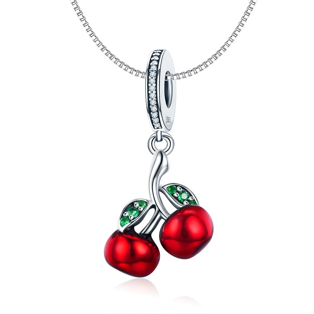 Cherry 925 Sterling Silver Dangle Charm - jolics