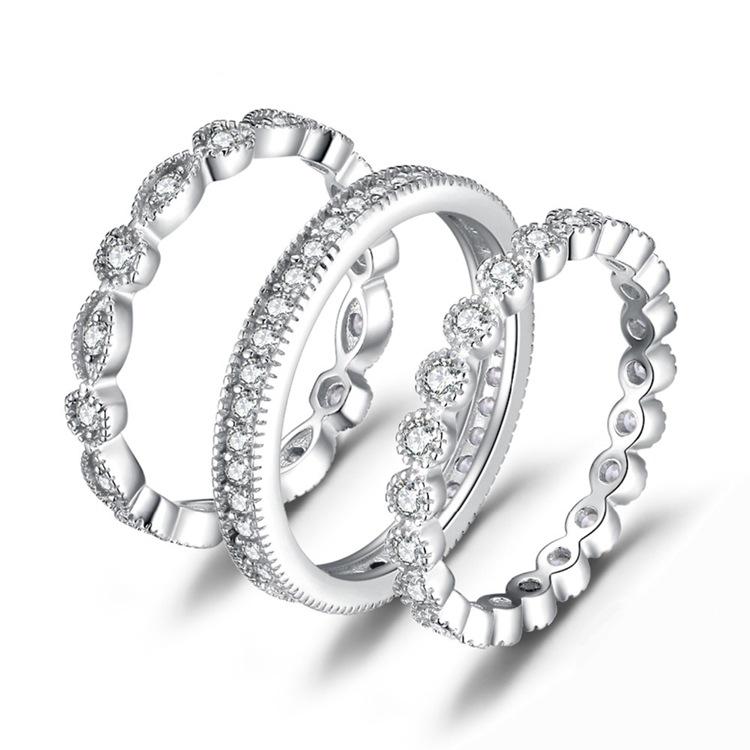 Chic Eternity Stackable 925 Sterling Silver Ring Set - jolics