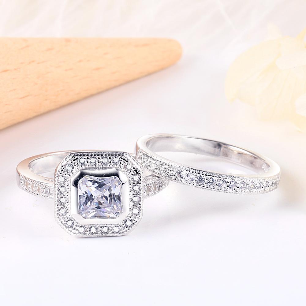 Classic 2PCS 925 Sterling Silver Ring Set - jolics