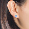 Classic Blue Opal Oval Silver Earrings - jolics