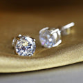 Classic Moissanite Stone 4 Prong Silver Stud Earrings - jolics