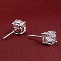 Classic Moissanite Stone 4 Prong Silver Stud Earrings - jolics