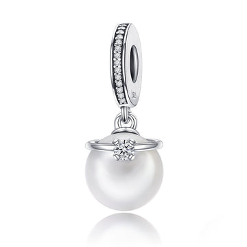 Classic Pearl 925 Sterling Silver Dangle Charm - jolics