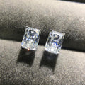 Classic Princess Cut Sterling Silver Stud Earrings - jolics