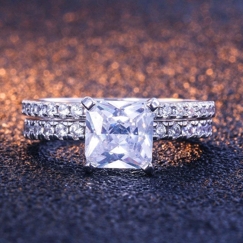 Classic Princess Cut Wedding Set - jolics