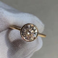 Classic Solitaire Round Cut Moissanite Yellow Gold Sterling Silver Ring - jolics