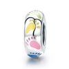 Colorful Foot Print 925 Sterling Silver Spacer Charm - jolics