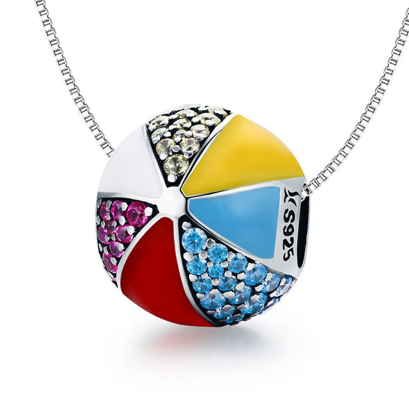 Colorful Rubber Ball 925 Sterling Silver Charm - jolics