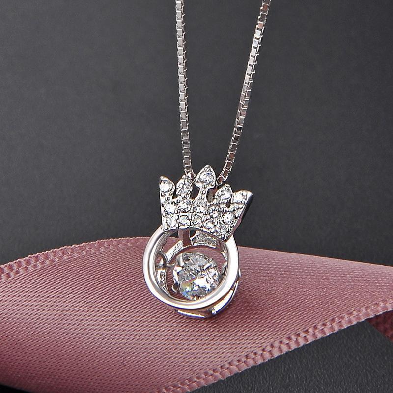 Crown Round Stone Pendant Necklace - jolics