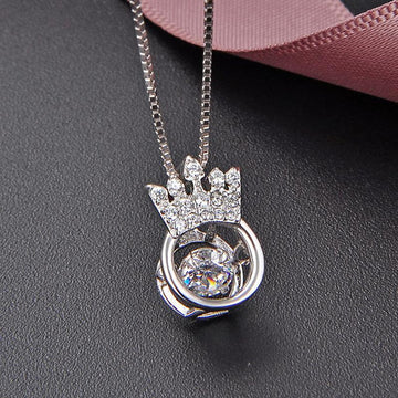 Crown Round Stone Pendant Necklace - jolics