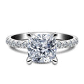 Cushion Cut 925 Sterling Silver Classic Engagement Solitaire Ring - jolics