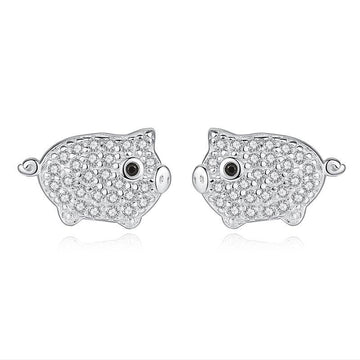 Cute Pig Earrings With Stones - jolics