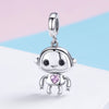 Cute Robot 925 Sterling Silver Dangle Charm - jolics