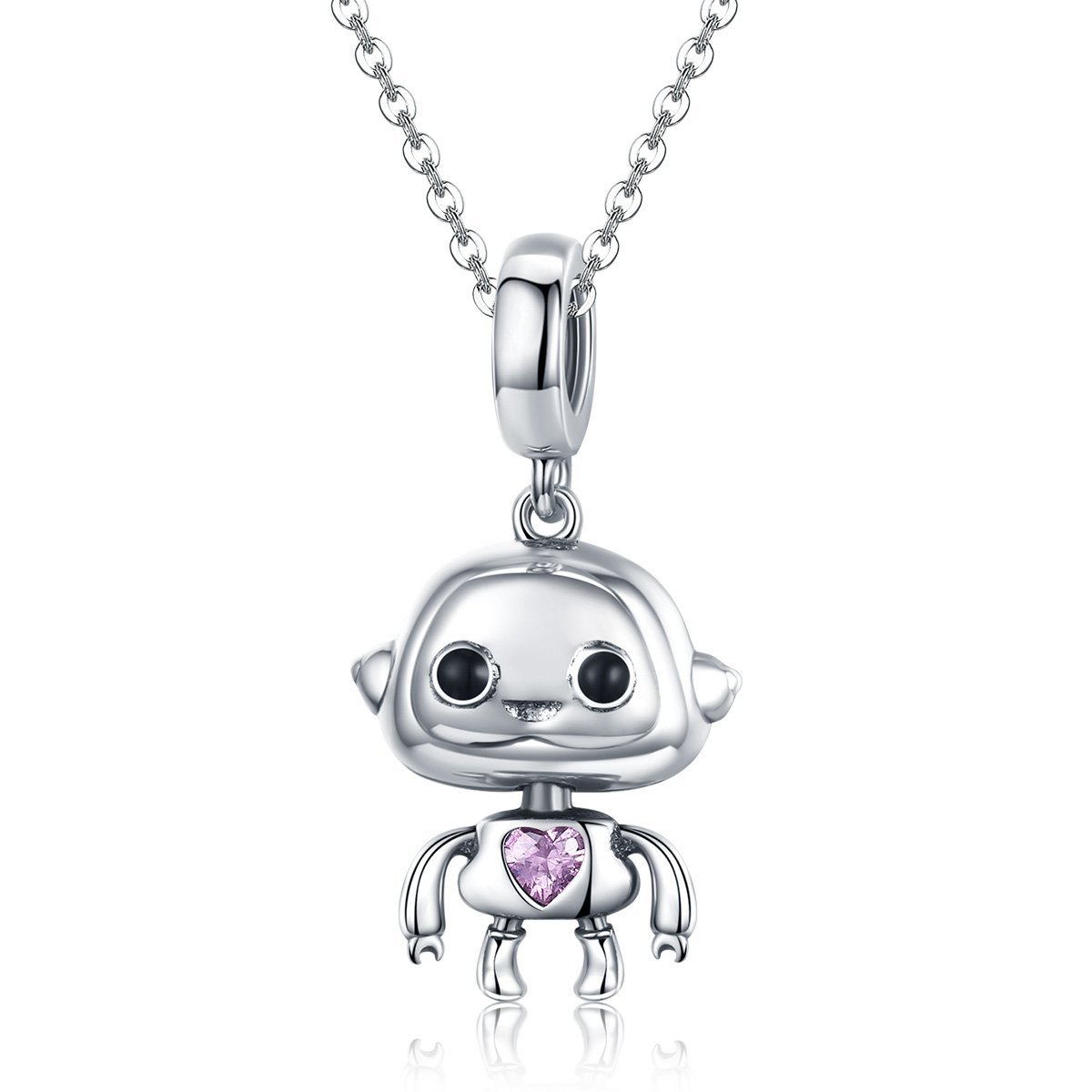 Cute Robot 925 Sterling Silver Dangle Charm - jolics