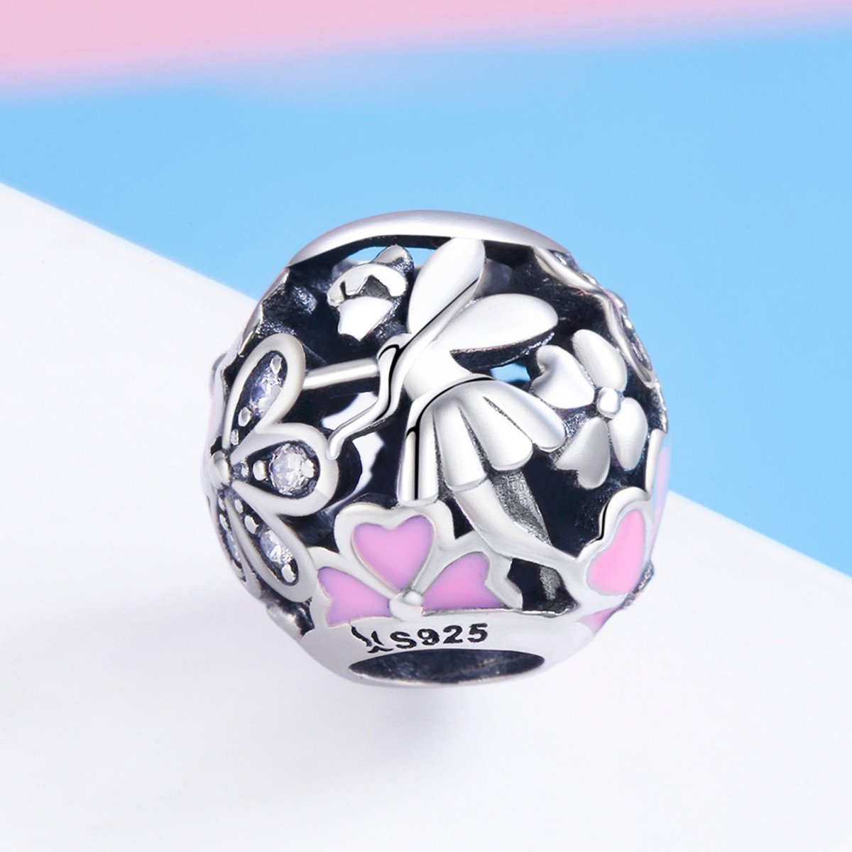 Dancing Flower Fairy 925 Sterling Silver Bead Charm - jolics