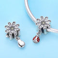 Dazzling Daisy CZ 925 Sterling Silver Bead Dangle Charm - jolics