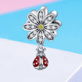 Dazzling Daisy CZ 925 Sterling Silver Bead Dangle Charm - jolics