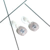 Double Halo Round Cut Sterling Silver Earrings - jolics