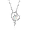 Double Heart Design White Opal Silver Necklace - jolics