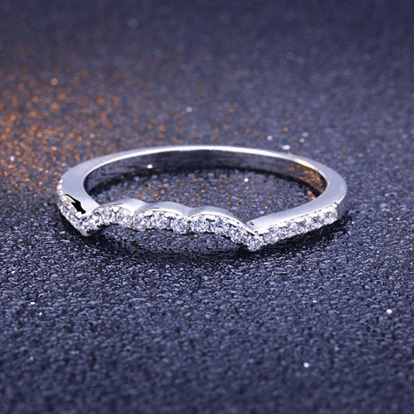 Double Row Stone Created White Sapphire Ring Set - jolics