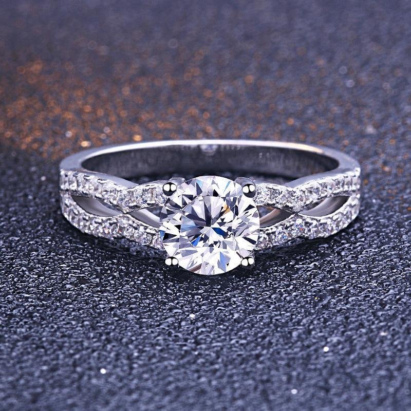 Double Row Stone Round Cut Wedding Set - jolics