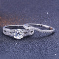 Double Row Stone Round Cut Wedding Set - jolics