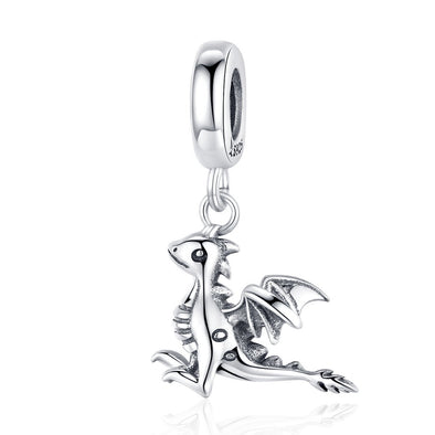 Dragon 925 Sterling Silver Dangle Charm - jolics