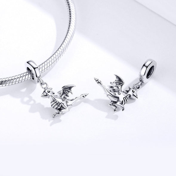 Dragon 925 Sterling Silver Dangle Charm - jolics