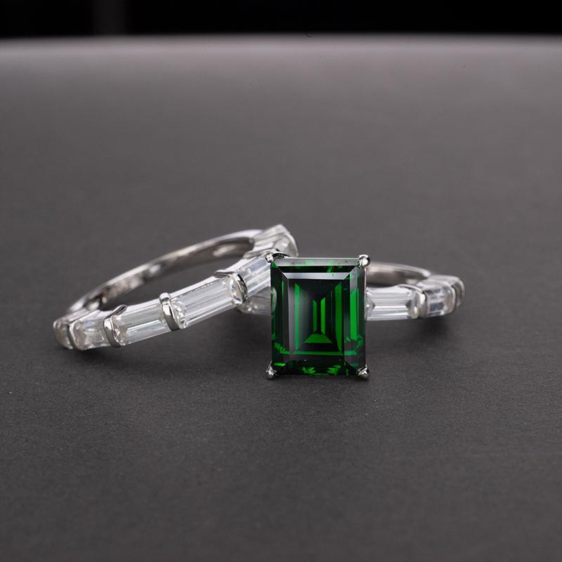 Emerald Baguette Wedding Set - jolics