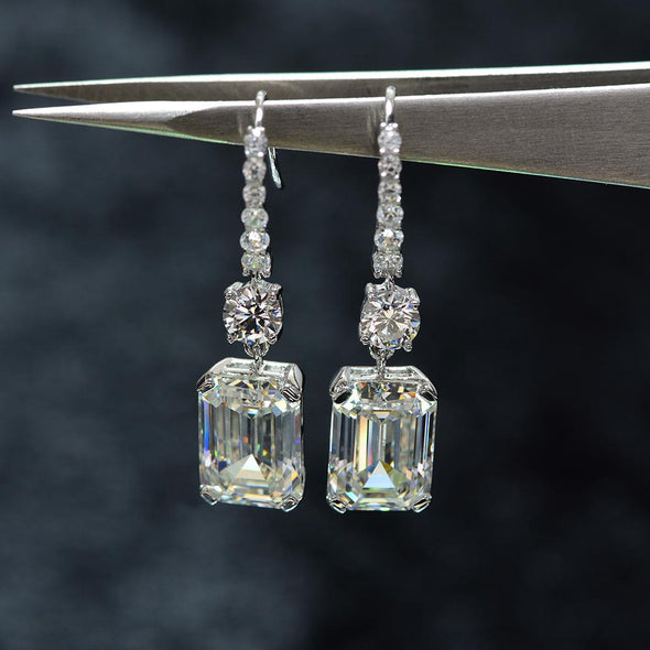 Emerald Cut 925 Sterling Silver Drop Earrings - jolics