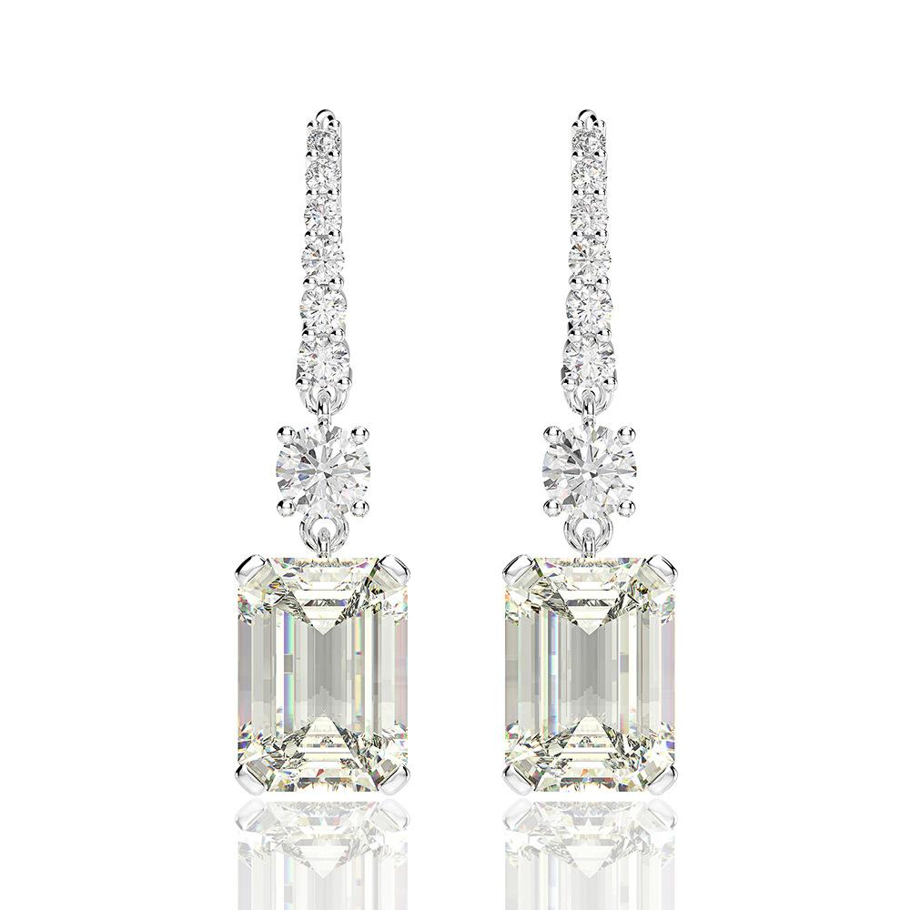 Emerald Cut 925 Sterling Silver Drop Earrings - jolics