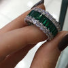 Emerald Cut Eternity 925 Sterling Silver Band Ring - jolics