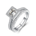 Emerald Cut Halo Bridal Set - jolics