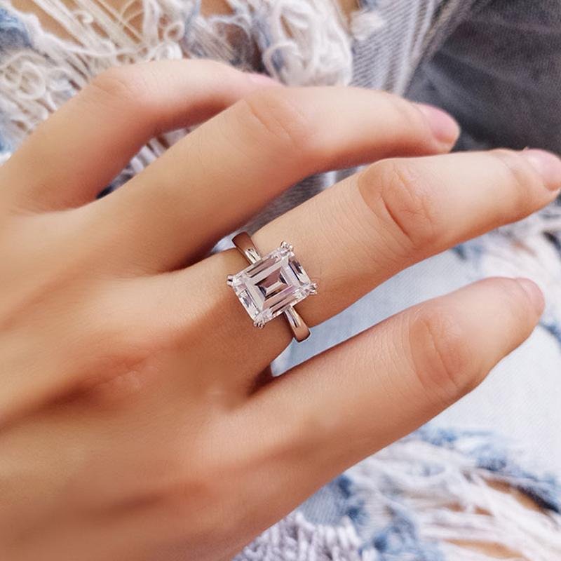 Emerald Cut Sterling Silver Ring - jolics