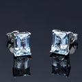 Emerald Cut Topaz Classic Silver Earrings - jolics