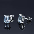 Emerald Cut Topaz Classic Silver Earrings - jolics