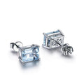 Emerald Cut Topaz Classic Silver Earrings - jolics