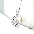 Fancy Moon Pendant Necklace With Cat - jolics