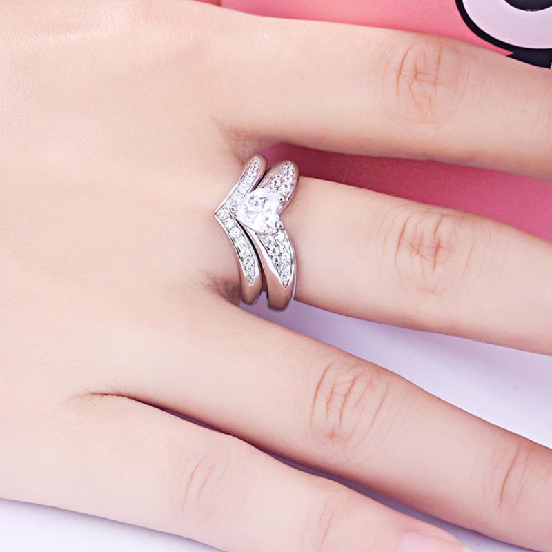 Fashion Curved Heart Shape Wedding Set - jolics