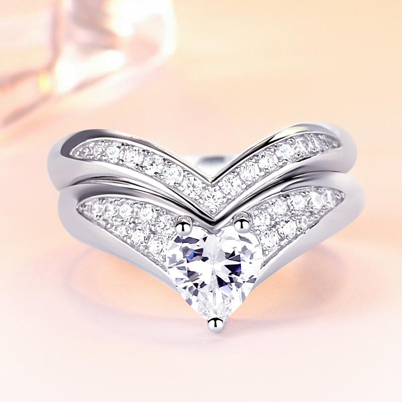 Fashion Curved Heart Shape Wedding Set - jolics