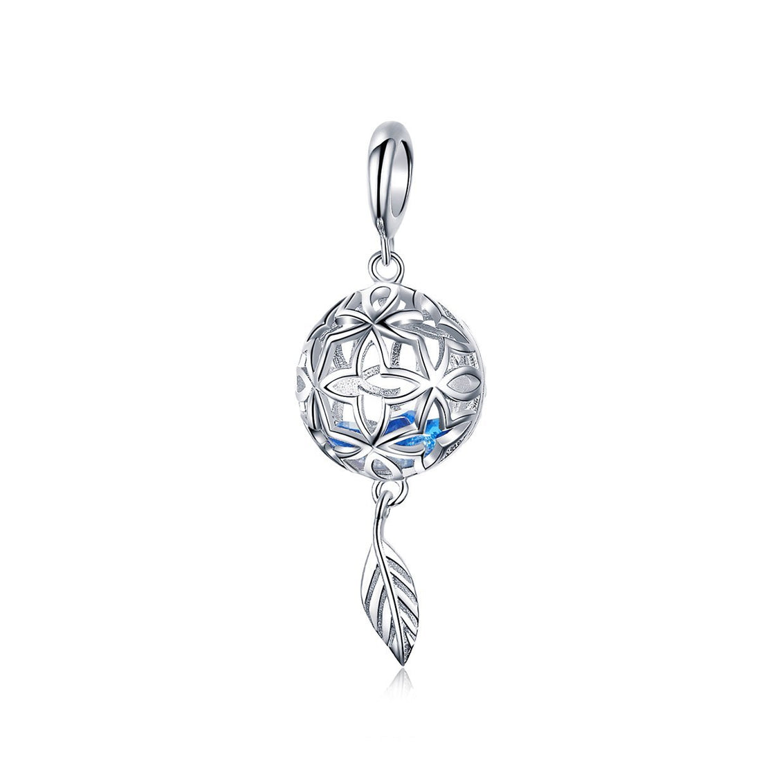 Flower Ball 925 Sterling Silver Dangle Charm - jolics